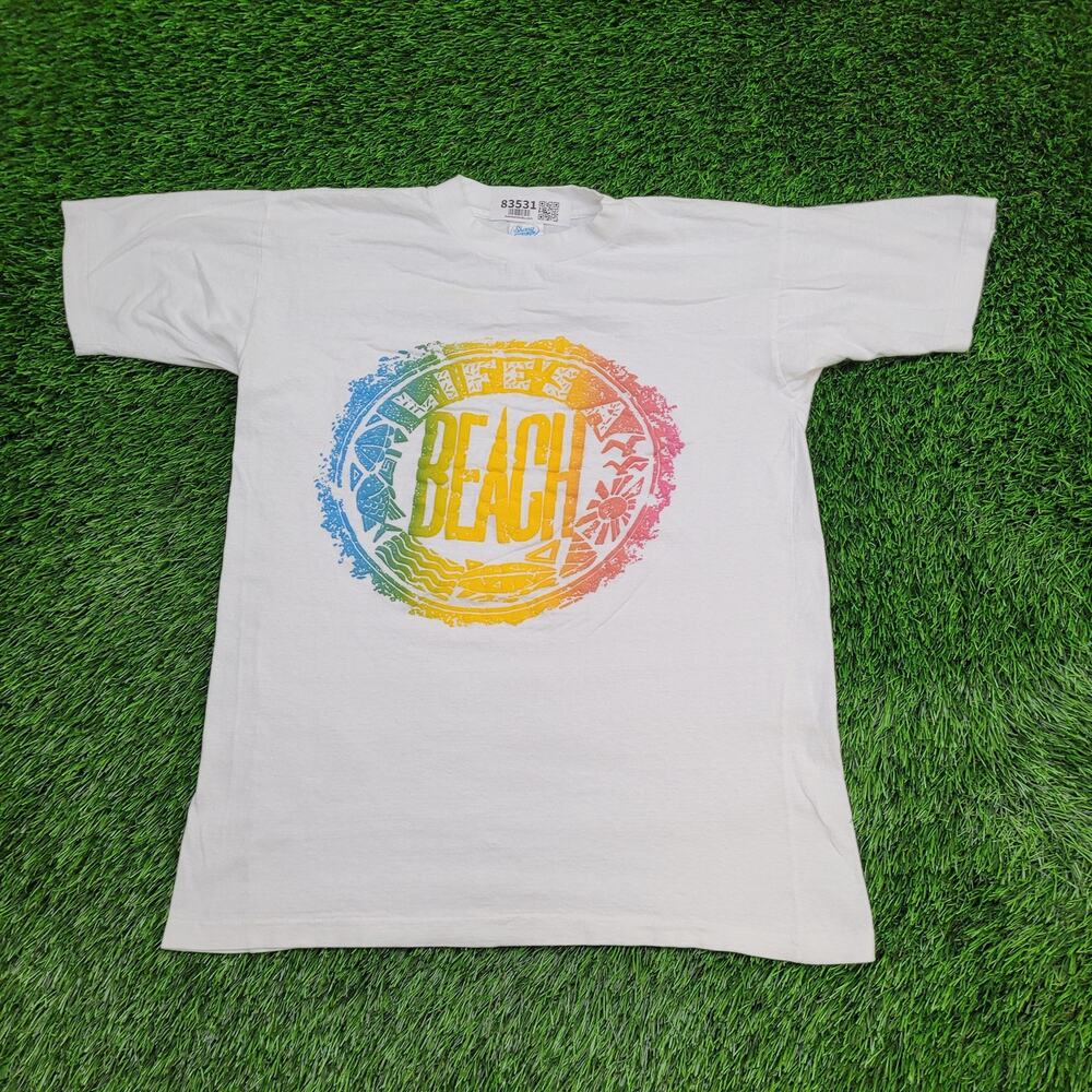 Vintage 90s Colorful Beach Shirt Women Large 20x25 Summer USA